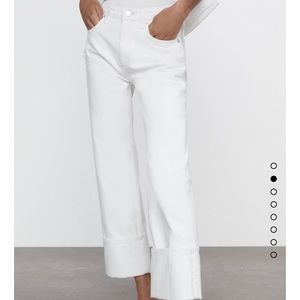 Wide leg cuffed jeans